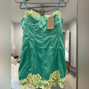 Meshki blue and green mini dress